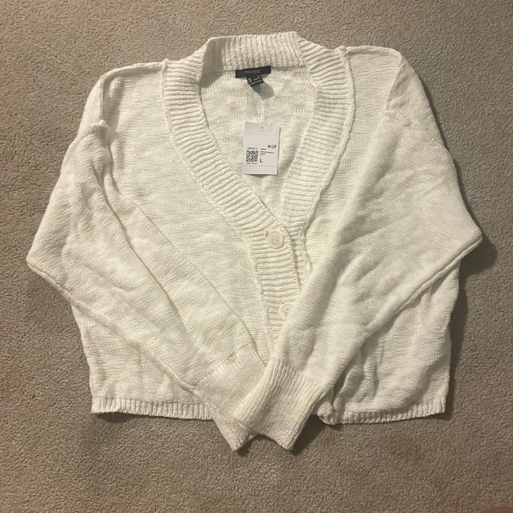 Forever 21 cropped button up sweater